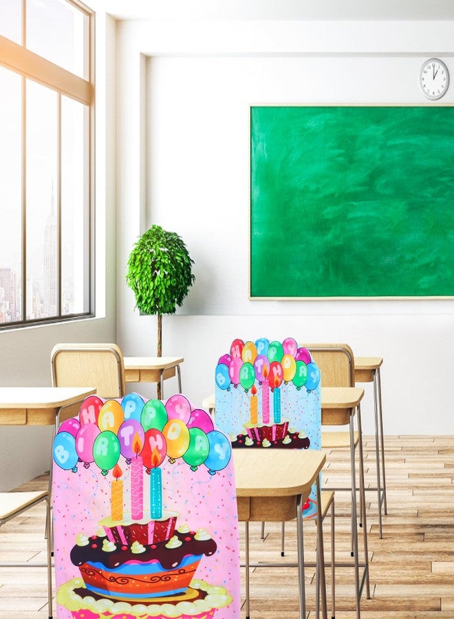 Sozize 2 PCS Birthday Chair Cover Classroom Seat Covers Colorful Happy Birthday Seat Decor for Home School Office, 24” x 19” (Blue, Pink) - Image 5